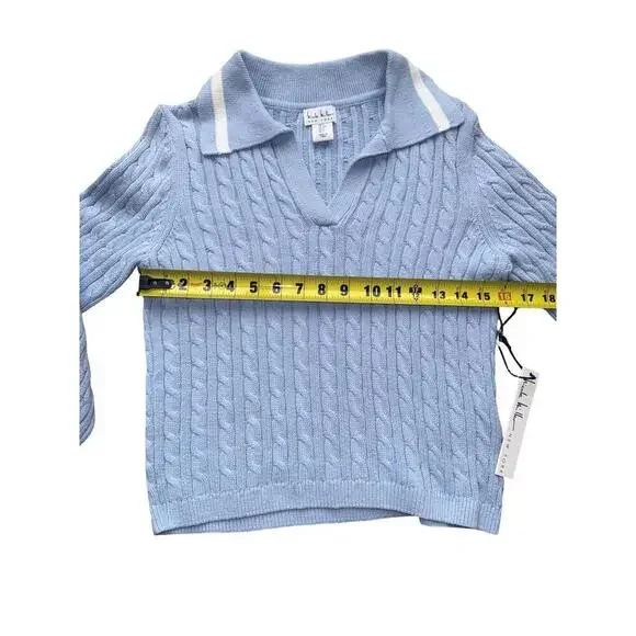 Nicole Miller Blue Crroped Sweater Size Small. New - Picture 3 of 5